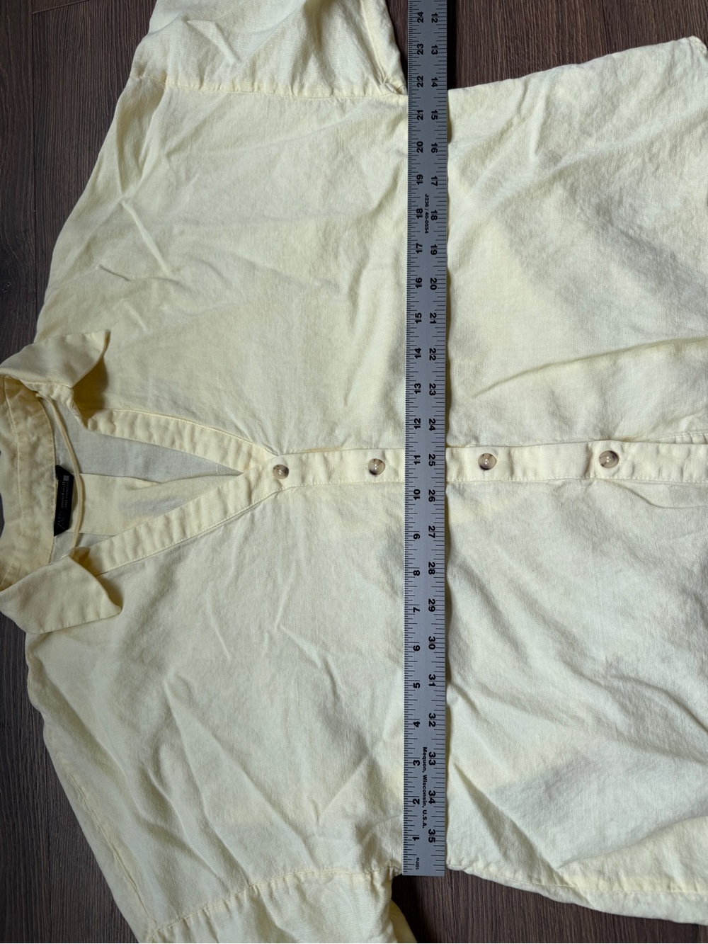 Zara 53% Linen 47% Cotton Oversized Button Shirt Blouse Butter Yellow Size M - Picture 8 of 10